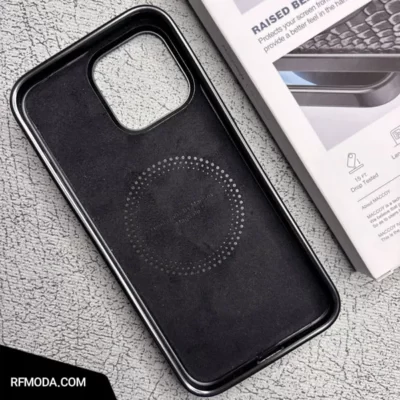 قاب پوست ماری مگسیف دار مک کوی ایفون 13 و 14 و 15 پرومکس چرمی کد m9001